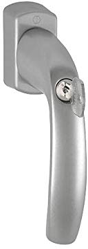 Hoppe New York Aluminium Fenstergriff abschließbar mit Secu100® + Secustik® und VarioFit® 0810S/US10 100NM, 7/32-42 mm (Aluminium F9 Stahlfarben)