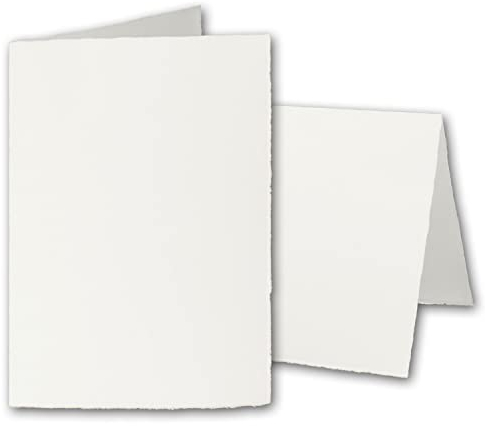 400x DIN A5 Vintage Faltkarten, Büttenpapier, 148 x 210 mm - hochdoppelt, Weiß (Naturweiß) 240 gr - Vellum Oberfläche