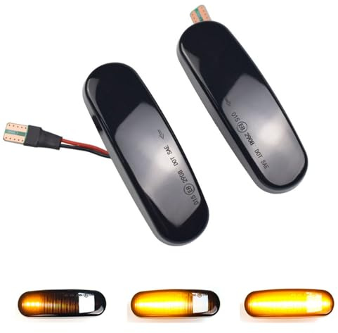 Hacreyatu Indicatore di direzione a LED per Fiat Panda Punto Evo Stilo Qubo | per P-eugeot Bipper Van , per C-itroen Nemo Furgone, per Lancia Musa(350) (Nero)