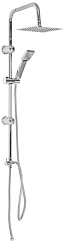 Trintion Shower Set Mixer Shower Set with Overhead Rain Shower Mixer Wall Mounted Adjustable Temperature Twin Head Shower System (8 Inches)