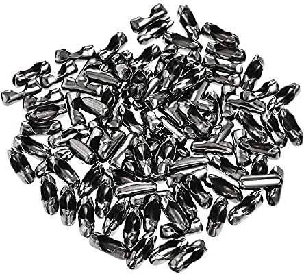 sourcing map Kugelkettenverbinder, 3,2 mm Kugelketten, Klemmverbindung, Eisen-Galvanik, Silber Schwarz, 100 Stück