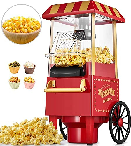 ksamwjf popcorn maker 1100W Hot Air Popcorn Popper, Electric Popcorn Machine with Measuring Cup and Removable Lid, Healthy Popcorn Maker, No Oil Needed,Great for Kids