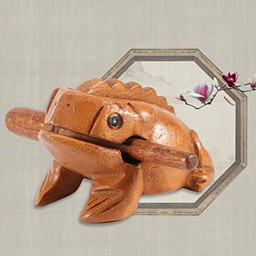 traditionelles Kunsthandwerk aus Holz,Hölzernes Frosch-Percussion-Instrument, Glücksfrosch, krächzendes Musikinstrument, Heimbüro, Dekoration, entzückendes Geschenk(15.6CM), Frosch aus Holz Holzf