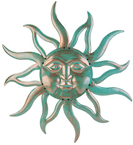 VZVXCC Sonne Metall Wandkunst Outdoor Dekor – 76.2 cm Rostfreie Retro Metall Wandskulptur Statuen Wandkunst Hängende Dekoration für drinnen und draußen, Garten, Bauernhaus, Terrasse und Schlafzimmer