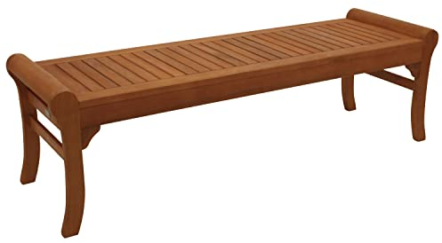 DEGAMO Gartenbank Hockerbank Ipanema 150cm ohne Rückenlehne, Eukalyptus Hartholz braun geölt, FSC®-Zertifiziert, Outdoor und Indoor