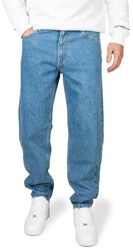 PITTMAN Titan - Herren Jeans Hose Denim - Männer Jeanshosen Loose Fit - Reine Bauwoll Herrenhosen, Mittelblau (Coronet Blue 183922), W33/L32