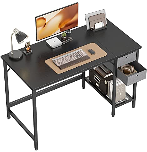 Cubiker Computertisch für das Home Office mit Schubladen, 120 cm Kleiner Schreibtisch zum Studieren und Schreiben, moderner einfacher PC-Tisch, Schwarz