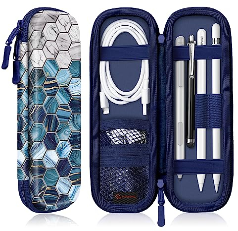 FINTIE Hülle für Apple Pencil Pro/ (USB-C) & Apple Pencil 2/1 - Kunstleder Stifthalter Samsung, Surface Pro Stylus Pen Tasche Schutzhülle mit Ablagefach für USB Kabel, Agate