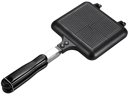 BESTonZON Non-Stick Double-Sided Griddle Pan Sandwich Maker for Breakfast Black Cooking Frying Pan Smoke-Free Toast and