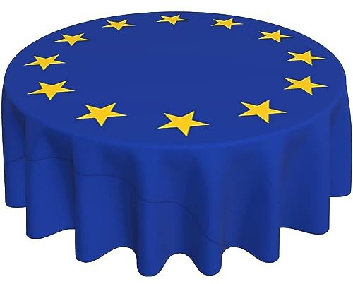 Mantel Cocina Bandera De La Unión Europea Antimanchas Hule Lavable Cubremesa 152Cm para Mesa Cumpleaños Pícnic