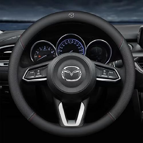 OSWINT Auto Lenkradbezug für Mazda 6 2012-2017, Leder Lenkradhülle Lenkradabdeckung Lenkradschoner Lenkrad Abdeckung Lenkradschutz Autozubehör Innenraum