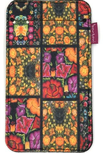 Arco Design bertoni Frida Chaussette de téléphone portable en tissu et feutre, par exemple, pour iPhone, Galaxy, Pixel - Multicolore avec motif (Frida Flowers, 10 x 17,5 cm)