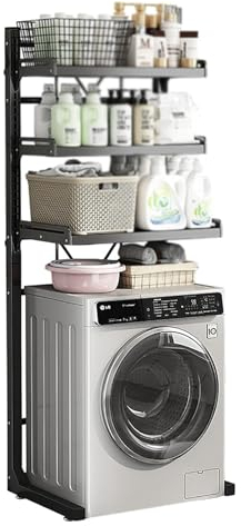 RCJCQSR Étagère De Rangement à 3 Niveaux Au-Dessus des Toilet Meuble De Rangement Machine A Laver, Sèche-Linge, Meuble Peu Encombrant, Organisateur Multifonction