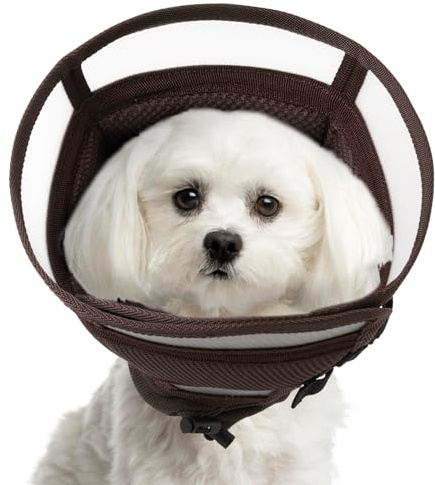 Hjyokuso Halskrause Hund, Halskrause Katze Klett, Halskrause Hund Leckschutz Für Kleine, Mittlere Und Groß Hunde, Halskrause Hund Katze Nach Op, Vorbeugung von Biss- Und Leckwunden, E-Kragen Braun M