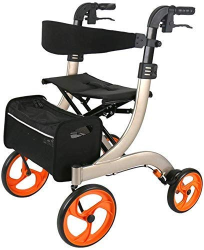 Älterer Gehhilfe-Einkaufswagen, zusammenklappbarer tragbarer Wagen mit Handbremse und Sitzplatte, unterstütztes Gehen, mobile Hilfsausrüstung, Gehhilfen, Dekoration