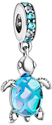 SURALIN 1 Stück Charms Anhänger Anhänger aus Schildkrötenperlen Charm Perlen für Europäische Armbänder Halskette Schmuck Geschenke Armbänder für Damen und Mädchen-Himmelblau