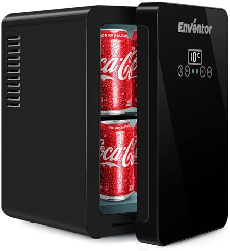 Enventor Mini Fridge, 6 Litre 8 Can Portable Cooler and Warmer, AC+12V DC | LCD Customize Temperature Control, Portable Small Fridge for Bedrooms, Car, Travel, Home, Skincare, Drinks, Fruit