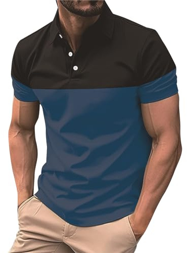 Polo Homme Manches Courtes De Sport XL 2XL - T-Shirt Bleu Rose