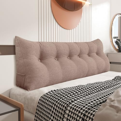 Johnear Rückenkissen Keilkissen Bett Lesekissen，Rückenlehne Kissen für Sofa Lendenkissen Bettkopfteil, Großes Dreieckige Bettkeil Bücherkissen Stützkissen (Dunkelpink，180cm)