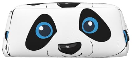 ASPOIJHN Niedliches Panda-Leder-Federmäppchen, stilvolle Aufbewahrungstasche für Schule, Büro, Schreibwaren, Kosmetiktasche, Münzen, Organizer, silber, Einheitsgröße, Krawattenetui