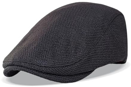 HIQIU Schiebermütze Herren aus Leinen Mit Futter - Flatcap Herren Schirmmütze Efeu Hut Newsboy Cap (DE/NL/SE/PL, Alphanumerisch, Einheitsgröße, M, Schwarz)