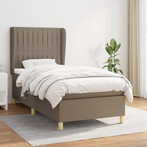 THOYTOUI Boxspringbett, Bett Betten Seniorenbett Futonbett Geeignet für Hotels Wohnungen Schlafzimmer Gästezimmer mit Matratze Taupe 90x200 cm Stoff