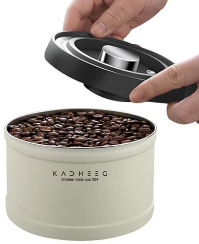 Coffee Canister with Vacuum Pump, Coffee Canister, Coffee Storage Jar with Vacuum Pump, Coffee Container with Lid, Stainless Steel Canister for Storing Food in the Kitchen, Black and Grey