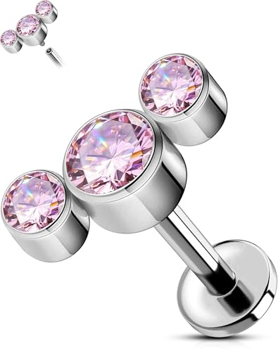 OUFER Body Piercing Internally Labret Monroe Lip Bar Titan Tragus Helix Earring Stud Piercing Jewelry 16G Labret Helix Piercingar Jewellery 5/6/8/10/12 mm platta ryggörhängen, 10mm