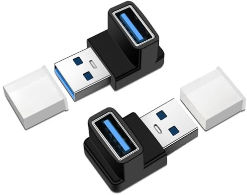 Pixelure Adattatore USB 90 gradi Adattatore USB A 3.1 Maschio a Femmina10Gbps 5V@3A Adattatores per PC Laptop phone Tablet 2Pcs