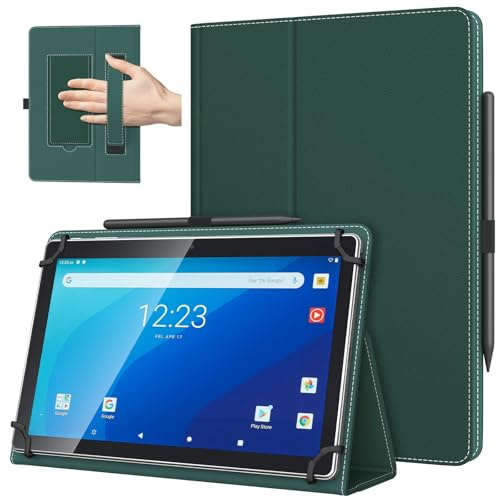 TiMOVO Universal Hülle für 10,1 Zoll Android Tablet, Nachtgrün | Mit Stiftschlaufe, Leicht & Faltbar, Standhülle, Mit Handschlaufe, Für 9,6-11 Zoll Touchscreen-Tabletten