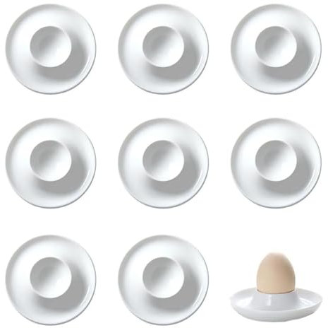 Portauovo in Porcellana 8 Pezzi,Portauova per Uova Sode e Morbide,Portatile Portauova Creativo,per Casa,Cucina,Ristorante(Bianco)