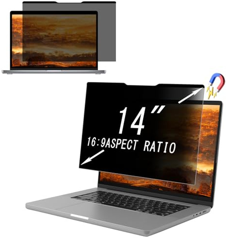 NicMool Magnético Filtro de Pantalla de Privacidad para Laptop de 14 pulgadas 16:9, Filtro de Pantalla Extraíble, Antiluz Azul Antirreflejos Anti UV, Privacy de Protector Pantalla para 14