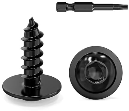 Valorada 50Pcs Wood Screws 4.2 x 13mm, Self Tapping Screws Metal, Black Screws, Stainelss Steel 304, Flat, Pan, Wafer Head Screws for Plastic, Sheet Metal, Pasterboard, Wood, Aluminum