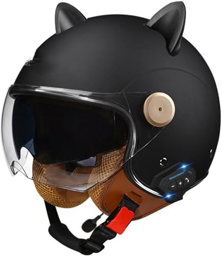 Casque Moto Homme Homologué, Casque Bol Homologué, Casque Moto Vintage Casque Jet, pour Moto Casque Scooter Homme Dot/ECE Homologué Pilote Jet Casque Personnalité Casque De Moto
