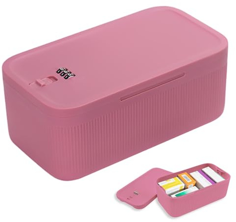 QINGLANG Lockable Box with Combination Code Portable Medication Small Lock Box Secure Medicine Safe, Phone Jail, Snack Box Food Safe Locking Boxs for Home, Fridge, Office, Or Travel