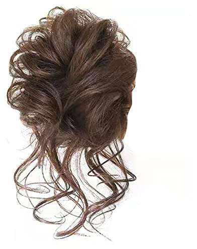 Greensen Kvinnor Light Brown Syntetiskt Hårparti med Vågat och Krullat Updo – Lättatt Bära Volymhöjande Håraccessoar för Daglig Användning och Arbete