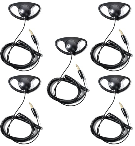 HYSHIKRA 1 Pin 3.5mm Klinke Headset 180° gemeinsamer Empfang Nur Walkie Talkie Ohrhörer Kompatibel mit Motorola Sepura Rexon Wouxun Kenwood Baofeng Quansheng Handfunkgeräte (D-Form, 5)
