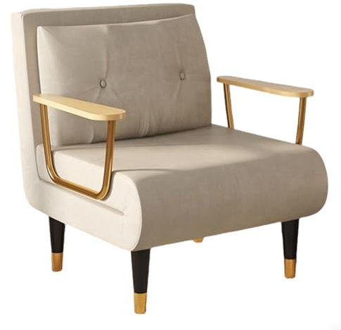 Konvertibel Bäddsoffa med 6 Justerbara Ryggstöd Hopfällbar Säng Enkel Fåtölj för Små Utrymmen, Modern Reclinerfåtölj med Dolda Stödben(Beige,26.77in/68cm)