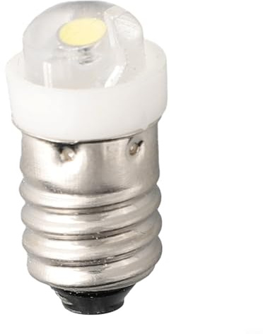 White LED E10 Replacement Bulb 3V 4.5V 6V 0.5W 6000K for Flashlight Lantern Torch, Bright Light 180° Beam Angle, Long Lifespan 30000h, RoHS Certified, Easy Install for Outdoor Cycling and Camping