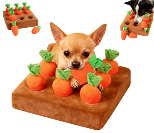 seedman Spielzeug für SchnüffelspieleHund, Stimulieren Sie Die Intelligenz Ihres Hundespielzeug Aktivitätsmatte Mit 9 Stück Karotte Interaktives Plüsch atürlich (9 Carrots (16 × 16 × 5 cm))
