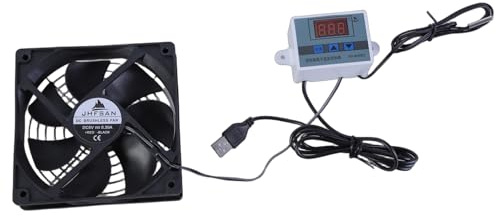 GinMimi Ventiladores de refrigeración silenciosos USB de 120 mm con control de temperatura para armarios y cine en casa, ventilador silencioso para gabinetes