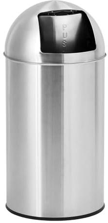 Garvee Poubelle publique cylindrique 70L en acier inoxydable – 39x39x88cm | Couvercle push, seau intérieur amovible, résistante aux traces de doigts – Usage commercial, facile à nettoyer