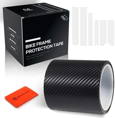 Chooee Carbon Fiber Pattern Bike Frame Protection Tape,Black/Semi-transparent Bicycle Frame Protector 3m(4x118),Bicycle Protective Film Stickers anti-scratch for ebike/Gravel/MTB/Road Bike