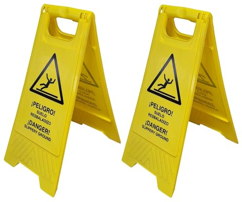 FERRETELIX 2 UND Segnale precauzionale pavimento scivoloso bagnato 2 lati 61 cm x 30 cm | Alta visibilità e sicurezza | Ideale per ristoranti, hotel e uffici (2)