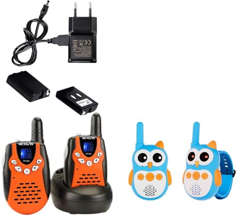 Retevis RT602 Walkie Talkie Niños con RT30W Recargable Juguetes Niños 3-12 Años, Pequeños Owl Walkie Talkie, Regalo Niña Juegos Exterior Niños Familiar Cámping Jardin Juguete (2 Par)