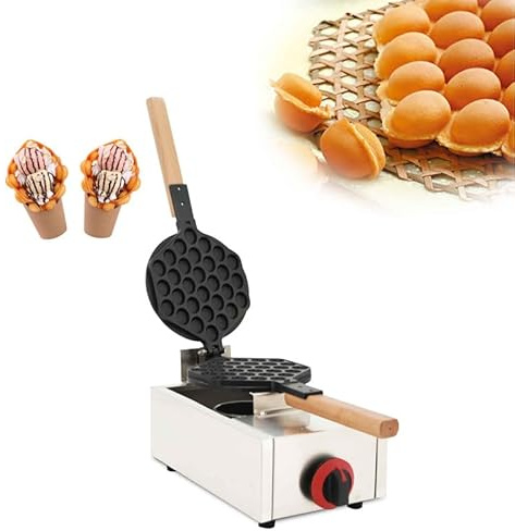 ERZODA Gofrera Bubble Waffle a Gas, Máquina Profesional de Gofres de Hong Kong con Molde Antiadherente para Cafeterías y Food Trucks