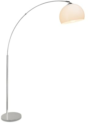 Brilliant Lampe Vessa Bogenstandleuchte 1, 7m chrom/weiß - inkl. | Vessa 92940/75 Stehlampe E27 60W Chrom, Weiß - inkl. LED