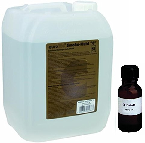5 Liter Eurolite C (Standard) Nebelfluid + 30 ml Duftstoff Aprikose-Pfirsich, Smoke-Fluid, Nebel-Fluid-Flüssigkeit für Nebelmaschine