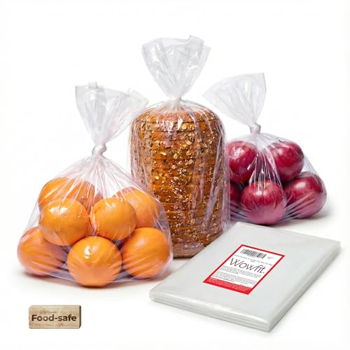 Wowfit 100 CT 12x18 inches 1 Mil Clear Plastic Flat Open Poly Bags Great for Proving Bread, Dough, Storage, Packaging and More (12 x 18 inches)