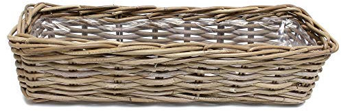 FRANK FLECHTWAREN Pflanzkasten Rattan, groß, Koboo-Grey, ausgeschlagen mit Folie Maße: ca. 60 x 16 x 15 cm